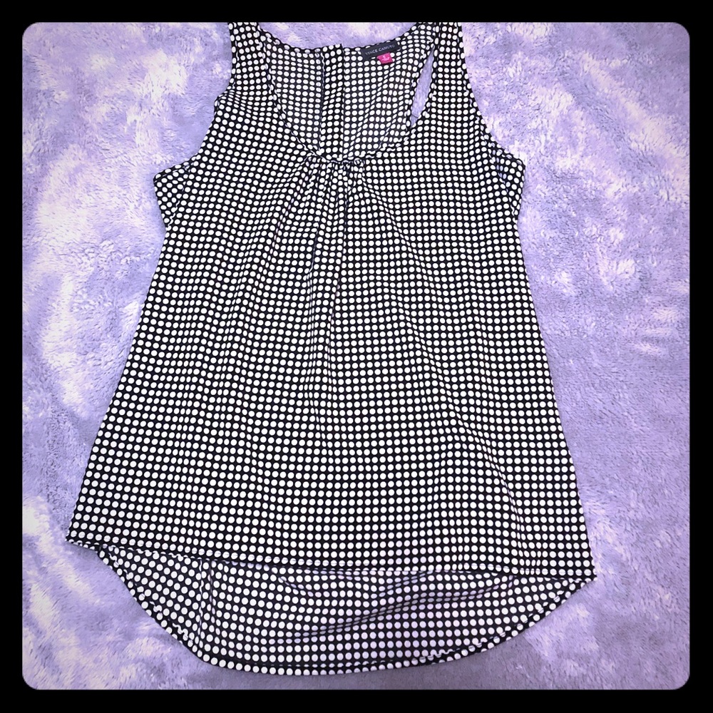 Vince Camuto Black and White Polkadot Tank (S) EUC